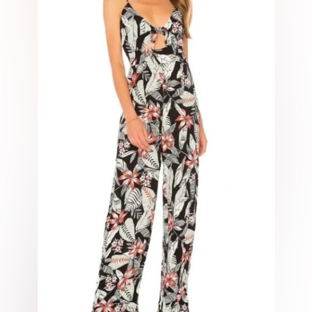 Minkpink XS Aloha Floral Jumpsuit with Tie Cutout